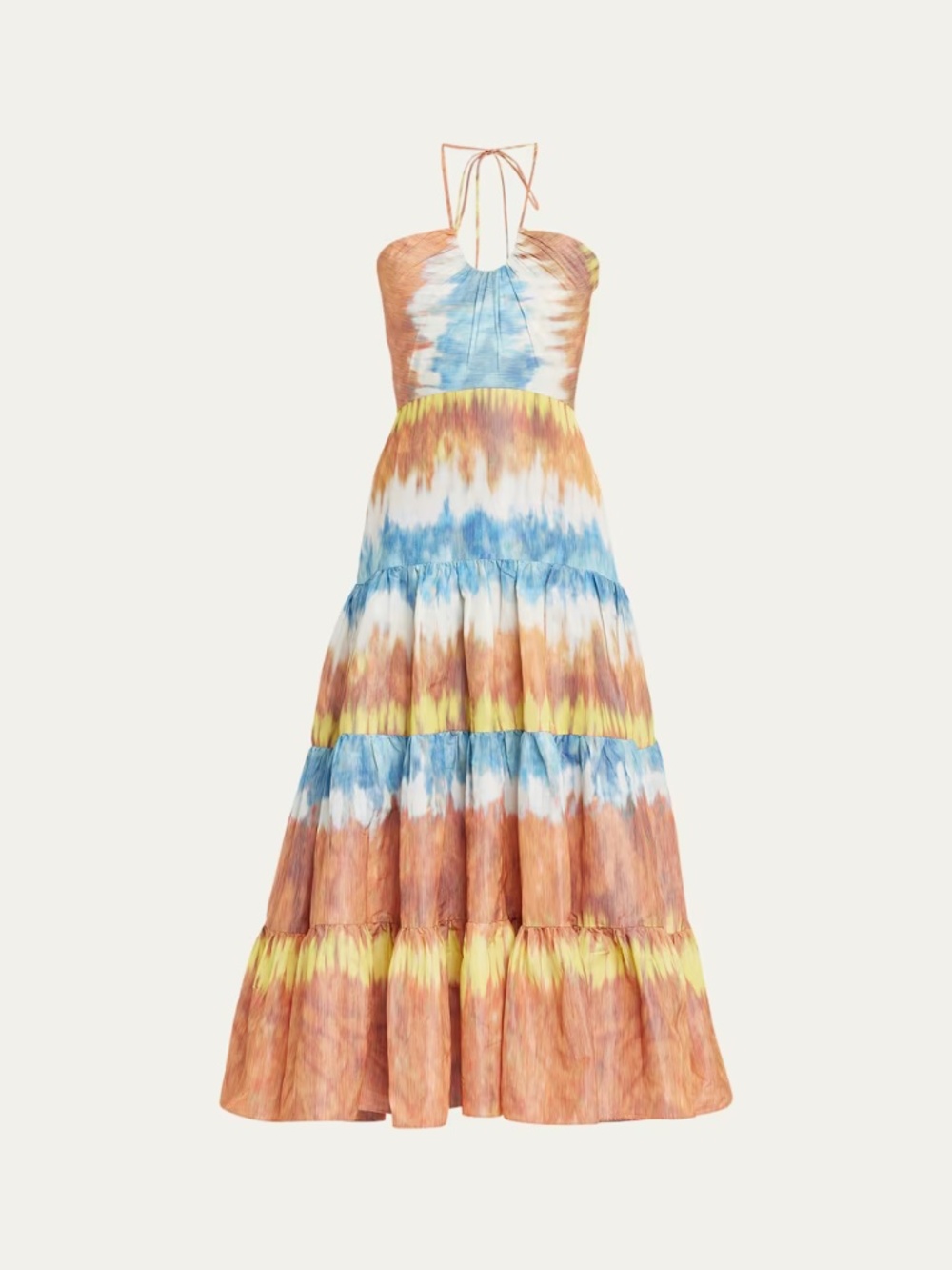 Alexis Roberta Tie-Dye Tiered Halter Midi Dress - size XL
